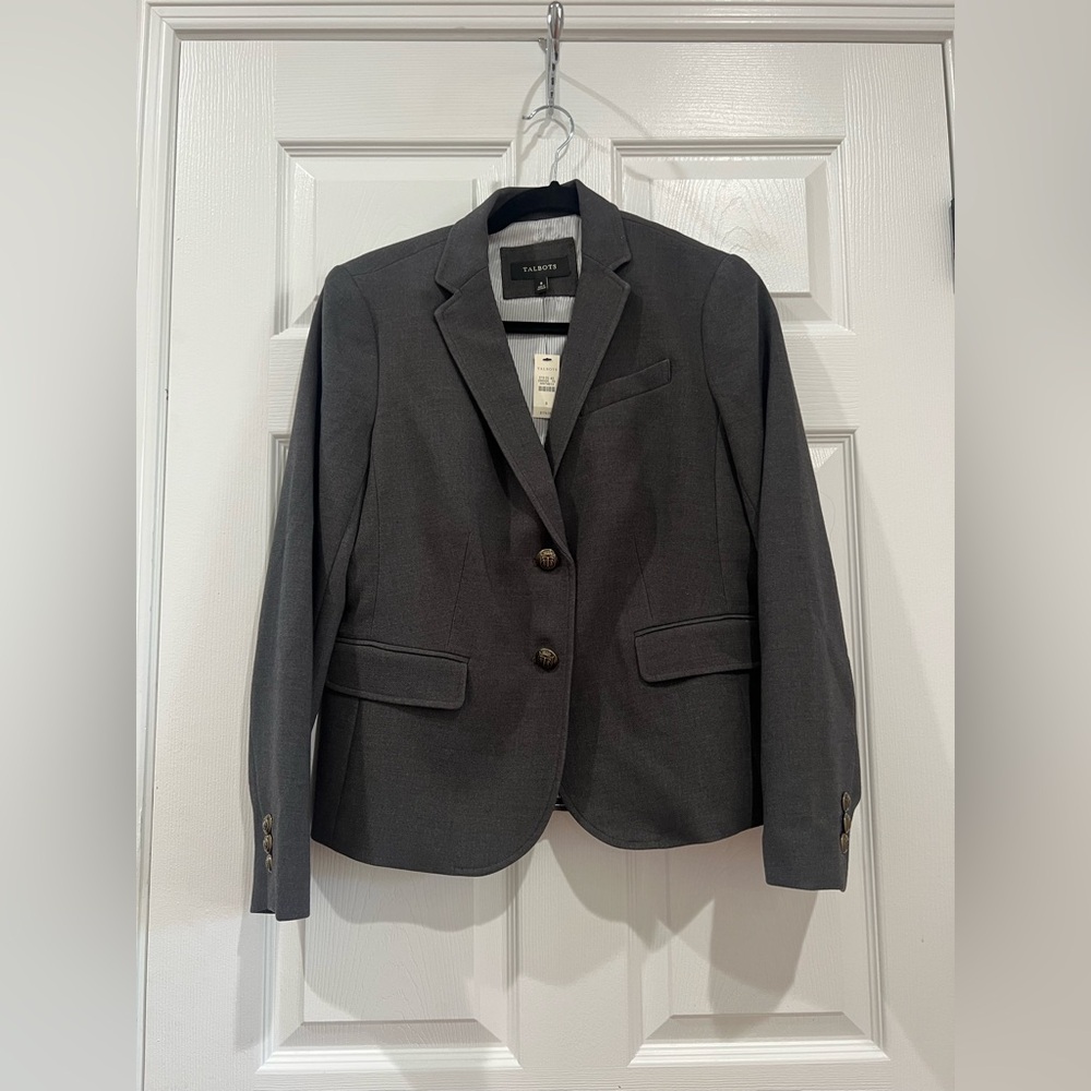 Talbots Women's Gray Blazer Jacket Size 8 Business Casual